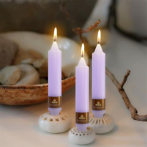Taper Candles White Candlesticks,7Inches Short Tapered Candle Unscented Candle Sticks Dripless Candles for Dinner Decor Housewarming Gift Idea,4pcs (18D4PC-PURPLE) - Image 2