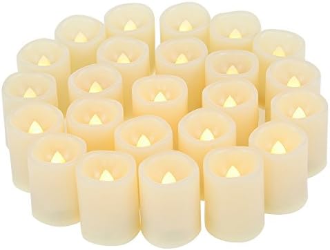 CANDLE CHOICE Battery Operated Flameless Votive Candles Realistic Flickering Fake Electric LED Tea Lights Set Bulk Wedding Party Halloween Christmas Decorations Table Centerpieces Batteries Incl 24PCS by CANDLE+CHOICE