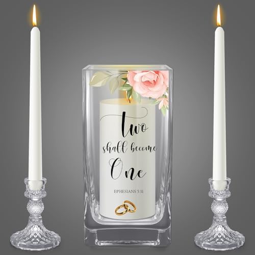 Foldtier 3 Pcs Wedding Unity Candle Set for Church Ceremony, Flower by FoldTier