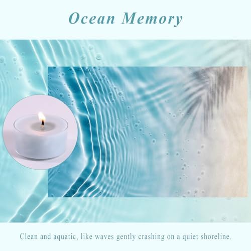Ocean Memory Scented Tea Lights Candles – Soft Blue – 6 Hour Burn – 100% Palm Wax – Scented Tealight Candles for Holiday Relaxation, Winter Gatherings – 16 Pack Scent Votive Candle - Image 2