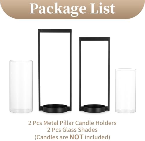 Sziqiqi Hurricane Candle Holder for Pillar: Black Candle Holders for Table - Image 7