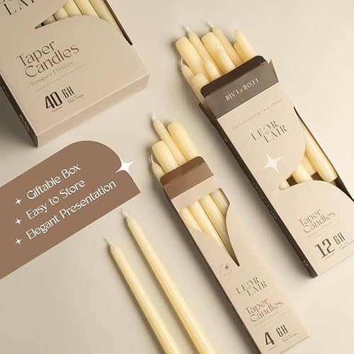 Leor & Lair Ivory Taper Candles 40 Pack, 10 Inch Unscented Candlesticks - Image 6