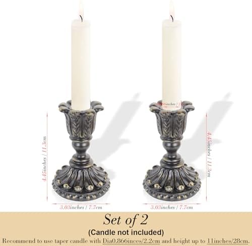 2Pcs Vintage Black Candle Holders,European Style Candlesticks Holder - Image 3