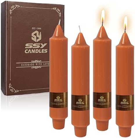 Pumpkin Orange Taper Candle Candle Sticks, 7 Inch Mini Pillar Candles Taper Candles, 4PCS Handmade Unscenteds Candlesticks for Festive Halloween Thanksgiving Day Fall Home Decor by FCMSHAMD
