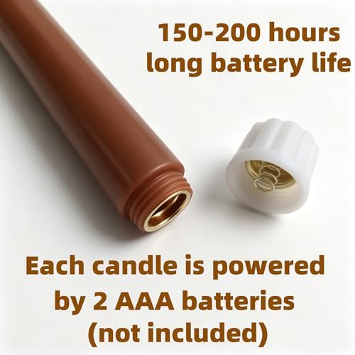 Brown Fall Flameless Taper Candles with Remote Timer Set of 4 - Image 3