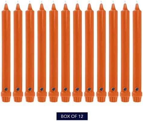 Colonial Candle Unscented Taper Candle, Classic Collection, Pumpkin, 10 In, Pack of 12 - Up to 8 Hours Burn - Image 2