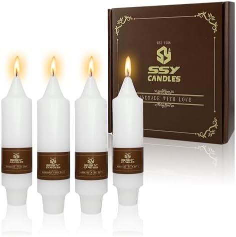 NJAO HOO Halloween Candlesticks White Short Taper Candle 5 Inch Unscented Dripless Tapered Candle Set for Home Dinner Party Fall Decor, 4 Pack by NJAOHOO