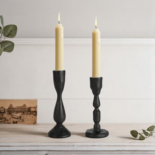 Black Taper Candle Holders Set of 2 Vintage Iron Black Candlestick Holder by Novyxis