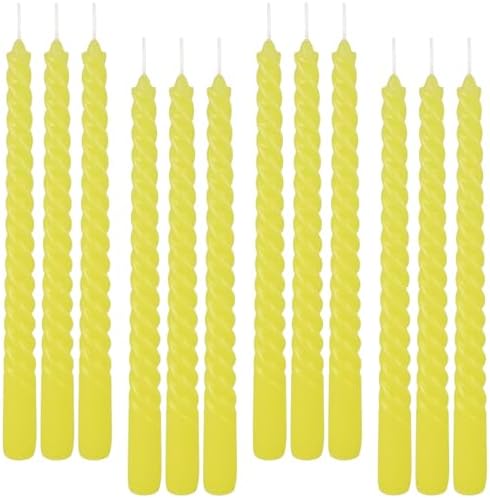 12 Pack 10 inch Yellow Spiral Taper Candles - Dripless, Smokeless, Unscented - 7 Hours Long Burning - Spiral Tall Candlesticks - Perfect for Home Decor, Weddings,Halloween, and Special Occasions. - Image 5