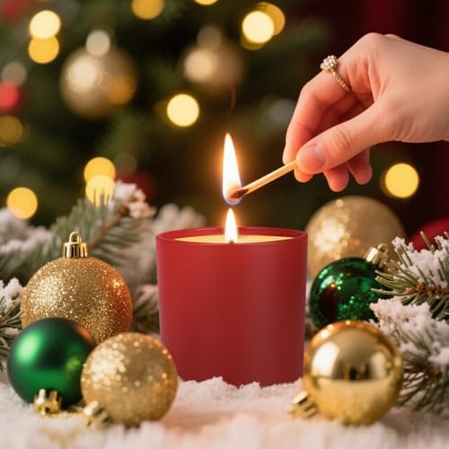 SHOWIN 10 OZ Thick Candle Jars for Making Candles 15 Pcs, Empty Jars with Wood Lids for Candle Making, Sample Container, Christmas - Image 6