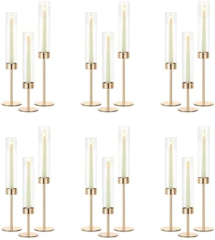 NUPTIO Candle Stick Holder for Wedding, 18 Pcs Tall Hurricane Candle Holder by Nuptio