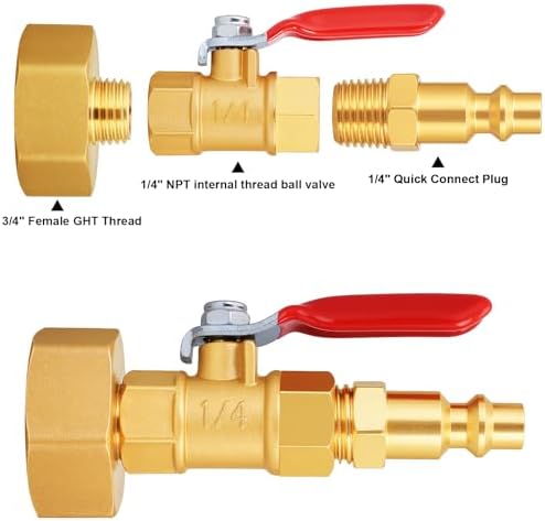 RV Garden Hose Blowout Adapter, Brass Ball Valve - Image 4