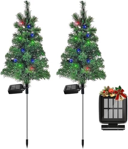 4PCS Solar Christmas Tree Garden Stake Lights Waterproof Christmas Decorations Tree Lights Outdoor Xmas Tree Light Christmas décor Pathway Lights Patio Yard（4PCS） by FANFX