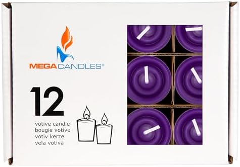 Mega Candles 12 pcs Unscented Purple Votive Candles, Hand Poured Wax Candle 10 Hours 1.38 Inch x 1.5 Inch, Home Décor, Wedding Receptions, Centerpieces, Occasions, Events, Festivities, Meditations - Image 3