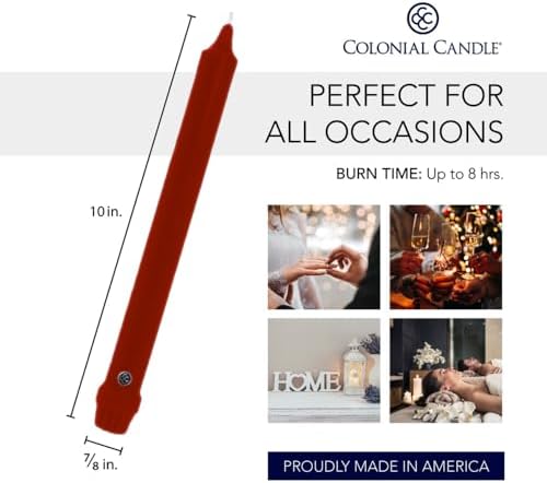 Colonial Candle NCC10.1620 Traditional Cranberry Taper Candles, 10", Maroon, Burgundy, Red - Image 3
