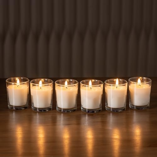 Housecret 120 Pack Warm White Unscented Clear Glass Filled Votive Candles. Hand Poured Wax Candle Ideal Gifts for Aromatherapy Spa Weddings Birthdays Holidays Party - Image 5