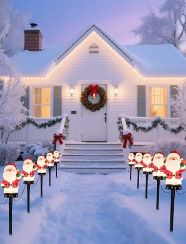 5-Pack Commercial-Grade Christmas Pathway Stakes - 15.98" Tall Santa Holding Bell Stake Lights with Heavy-Duty C7 LEDs, Waterproof for Pro-Level Yard Decor - Image 4