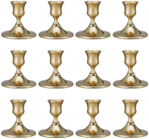 12 Pcs Candle Holders for Candlesticks, Gold Candlestick Holders Set for Table Centerpiece, Vintage Taper Candle Holders, Home Decor, Weddings, Festival and Dining Parties(Gold) by Gloserin
