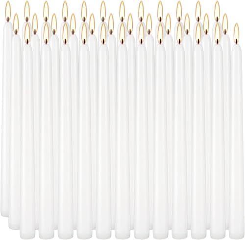 YOROXRG 36 Pack White Taper Candles, 7-8 Hours Burn Time, Unscented, Smokeless and Dripless, 0.8 x 10 Inch Dinner Candle Set for Household, Wedding, Party and Home Décor Candlesticks by YOROXRG