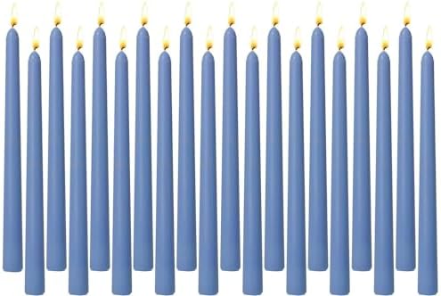Dusty Blue Taper Candles for Home Decoration, 20 Pack 10 Inch Unscented Dripless Candlesticks for Dinner Party by Unknown