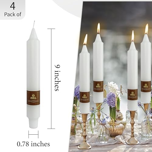 White Taper Candles 9 inch - 4 Pack Fat Candle Taper Candles Smokeless Unscented Tall Candlesticks - Perfect for Wedding Holiday Evening Wedding Bohemian Seaside Theme Home Decor - Image 3