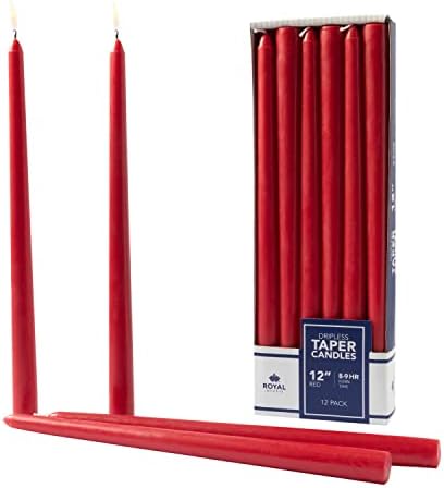 Royal Imports Unscented Taper Candles 12 Inch Red 9HR Burn Time Set of 12 by RoyalImports