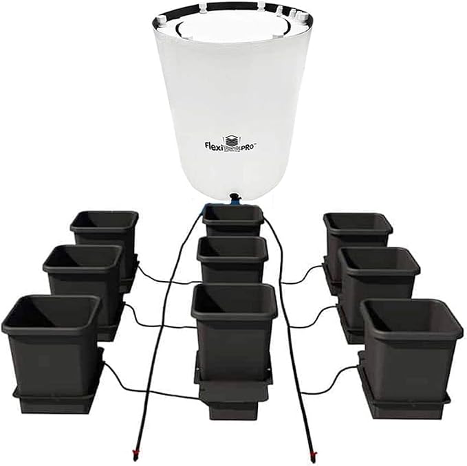 AutoPot 9 Pot System (3.9 Gallon Plastic Pots) (*Includes AIRBASES & AIRDOMES) Self-Watering, Gravity-Fed Hydroponic System (9Pot - 3.9 Gallon - 25 Gallon PRO FlexiTank)