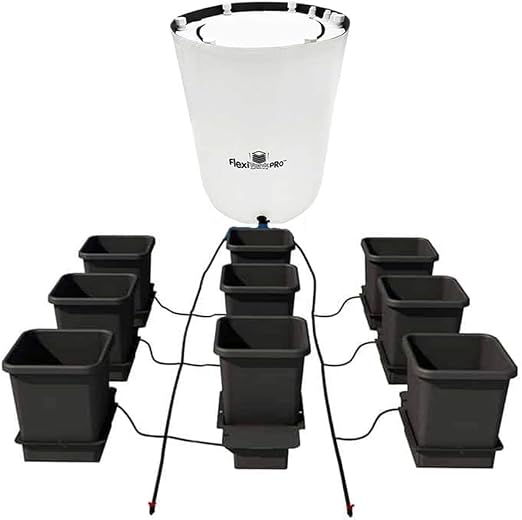 AutoPot 9 Pot System with 3.9 Gallon Plastic Pots and 25 Gallon PRO FlexiTank - Self-Watering, Gravity-Fed Hydroponic Systems (9Pot - 3.9 Gallon - 25 Gallon PRO FlexiTank)