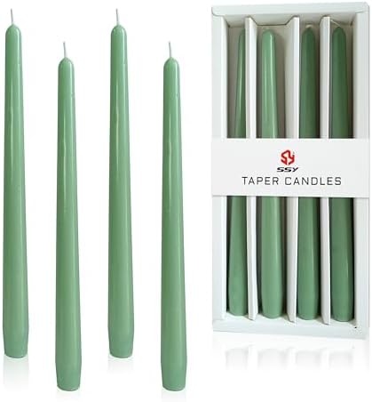 10 Inch Rustic-Chic Sage Green Taper Candles Unscented Smokeless Sage Green Taper Candles Handmade Perfect for Weddings Dinner Parties Home Décor Farmhouse & Boho Style by XINAOBAOLUO