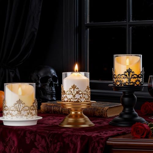 Gothic Hurricane Candle Holders for Pillar Candles, 2PCS, S+S, Gold - Image 7