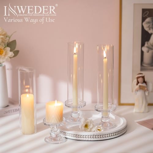 Hurricane Glass Candle Holders: Clear Candlestick Holders Set of 10 - Image 4