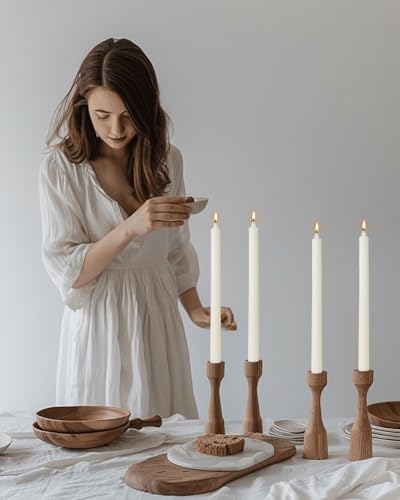 Tall Dripless Taper Candles Ivory Tapered Candlesticks-Smokeless,Unscented,Long Burning-Hand Poured,Colored for Home Decor Wedding, Dinner-10.6inch,Set of 12 - Image 2