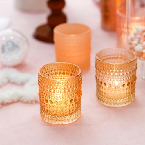 WDHODEC Pink Candle Holders Set of 24 - Vintage Hobnail Glass Votive Tealight Holders for Wedding, Valentine's, Party Table Centerpiece Decor - Image 3