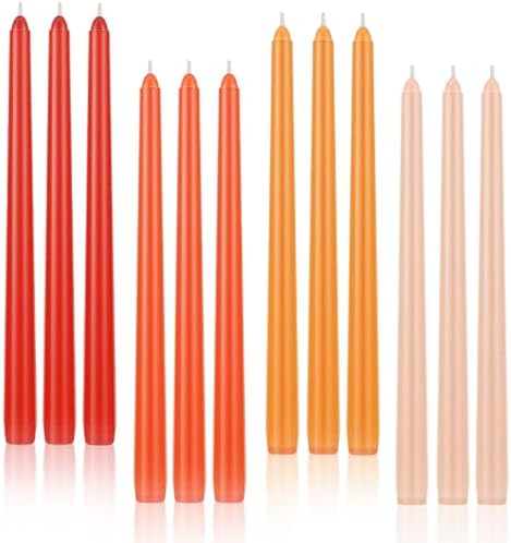 12 inch Orange Gradient Taper Candles Unscented Smokeless Long Tall Tapered Candle for Candlesticks Sticks Wedding Advent Home Decor Dinner Christmas，Set of 12 by LPUSA