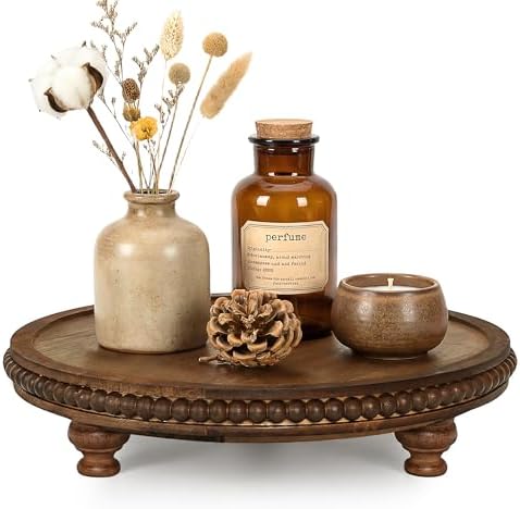 EOSAHR Beaded Round Display Riser for Home Decor, Vintage Brown by EOSAHR