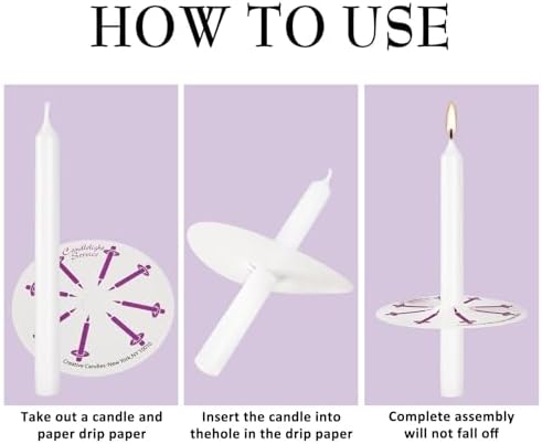 200 White Church Candles with Drip Protectors for Devotional Candlelight Vigil Service, Box of 200 Candles, Unscented White 5" H X 1/2" D, No Smoke - Image 4
