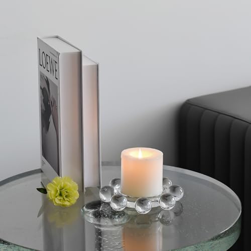 Crystal Candle Holders Pillar Candlestick Decorations for Home Party Dinner Christmas, Suitable for Large Cylindrical Candles, Clear - Image 6