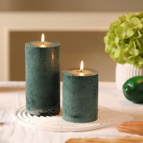 3x4 Inch Green Pillar Candles Set of 3,Unscented Hand-Poured Pillar Candle - Image 6
