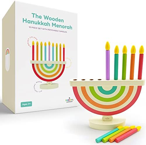 The Dreidel Company Wooden Hanukkah Menorah for Kids – Chanukah Set with 9 Removable Multicolored Candles, Storage Bags, Educational Color Toy (Single) - Image 2