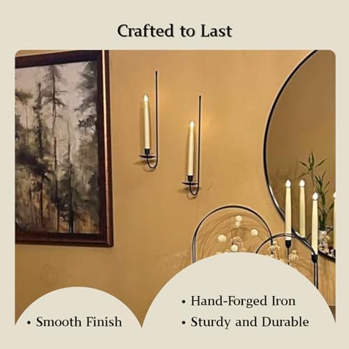 Batoslee Wall Candle Holder Set of 2, Black Metal Wall Mount Candle Sconces - Image 6
