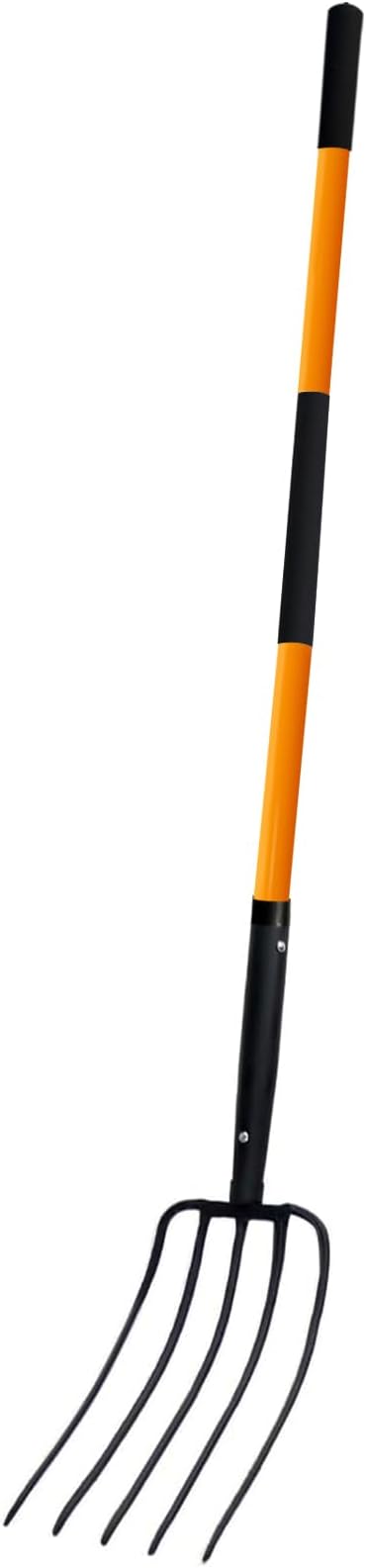 Nohovu 5 Tine Pitchfork for Gardening, Heavy Duty Pitchfork with Fiberglass Handle, Garden Fork for Mulching, 58 Inches