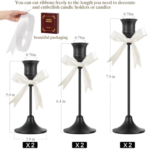 FSyueyun Black Candle Holders Set of 6, Modern Metal Candlestick Holders - Image 4