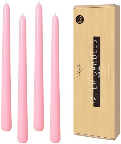 Viyffo Taper Candles, 10 Inch, 4 Pack, Cheery Bloom Pink – Unscented by Viyffo