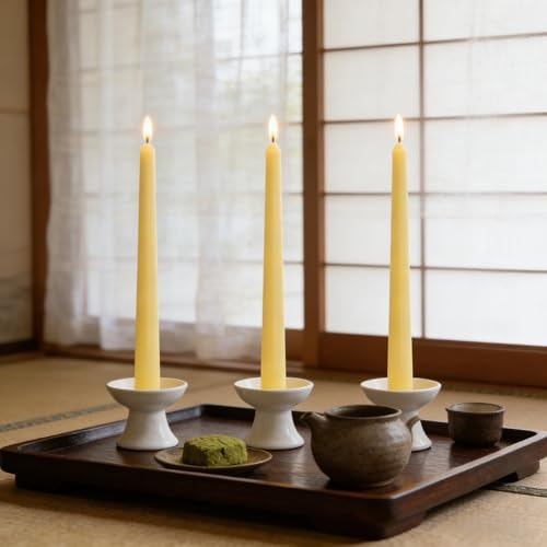 12-Pack Yellow Taper Candles, 10 Inch Unscented Dripless Candlesticks, Long-Lasting Burn Time of 7-8 Hours, Perfect for Home Décor, Weddings, and Events - Image 2