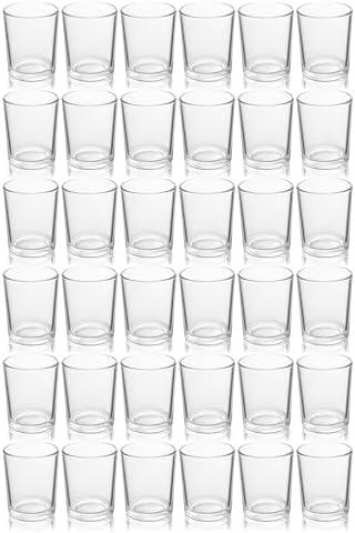 36pcs Clear Glass Tea Light Holders - Votive Candle Holders Bulk for Weddings Events - Glass Votives for Wedding Centerpieces, Christmas, Thanksgiving - Candle Accessories Decor (36, Clear) by BTGLLAS