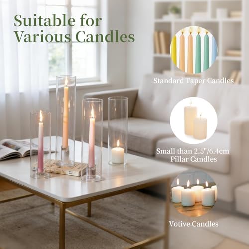 Glasseam Hurricane Candlestick Holders: 12 Pcs Glass Taper with Cylinder - Image 4