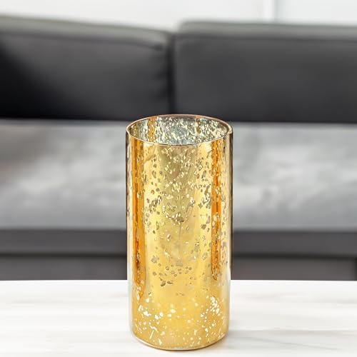 WGVI Hurricane Candle Holder Sleeve, W: 4", Ht: 8", Gold Speckled Glass Cylinder Open Both Ends, Chimney Tube Shade, 1 Piece - Image 3