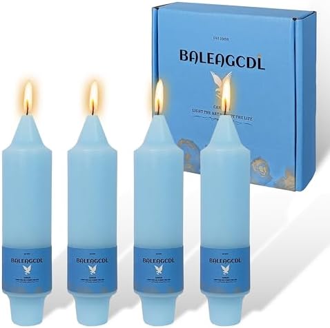 Unscented Dripless Taper Candles Blue 5INCH Smokeless Short Taper Candlesticks for Dinner Weddings Birthday Party Home Décor by YUKCAXDLS