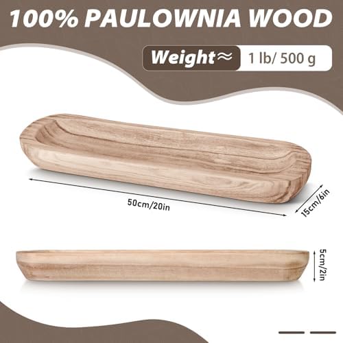 FoldTier 4 Pcs Wooden Dough Bowl Bulk, Natural, 20'' X 6'' X 2'', Classic - Image 2