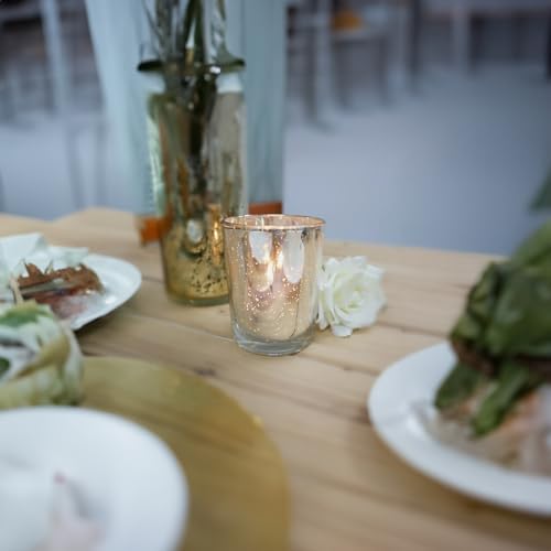 WGV Silver Speckled Tea Light Votive Candle Holder 2.2x2.75, Small Tiny Utility Cylinder Mercury Glass Vase, Home Accent Decor, 24 Pieces - Image 5